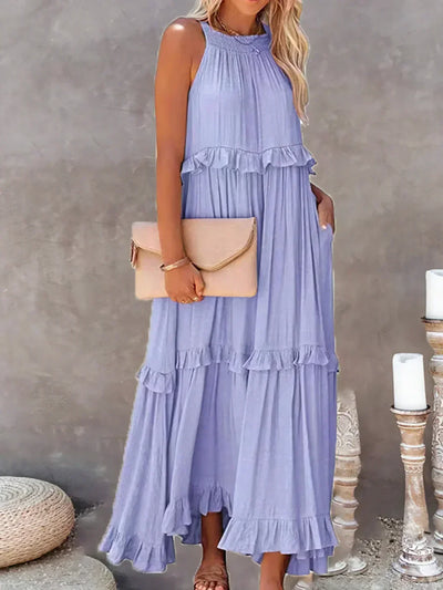 Lorena | Halterneck Dress With Ruffles and Pockets