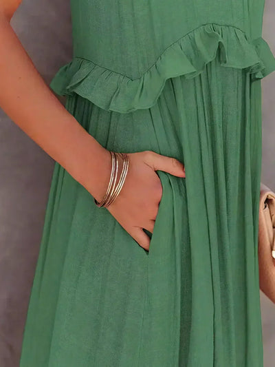 Lorena | Halterneck Dress With Ruffles and Pockets