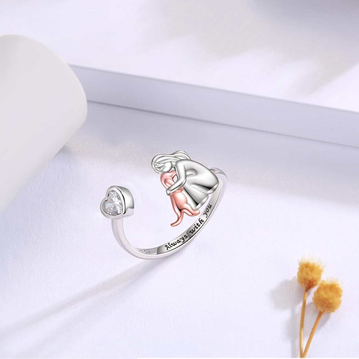 Quin London | Ring with dog icon (Rose)