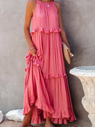 Lorena | Halterneck Dress With Ruffles and Pockets