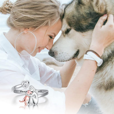 Quin London | Ring with dog icon (Rose)