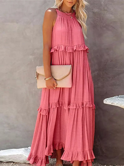 Lorena | Halterneck Dress With Ruffles and Pockets