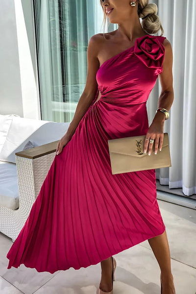 Dariella | Romantic Flower One Shoulder Dress