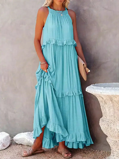 Lorena | Halterneck Dress With Ruffles and Pockets