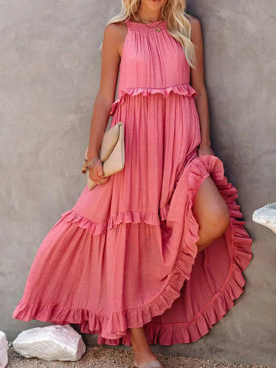 Lorena | Halterneck Dress With Ruffles and Pockets