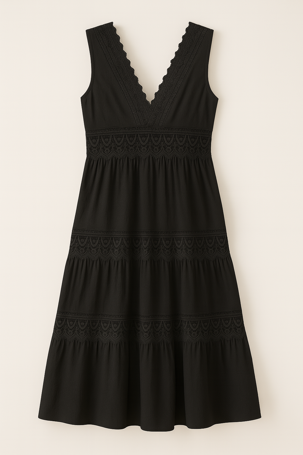 Emily | Sleeveless Midi Dress with Elegant Lace Details