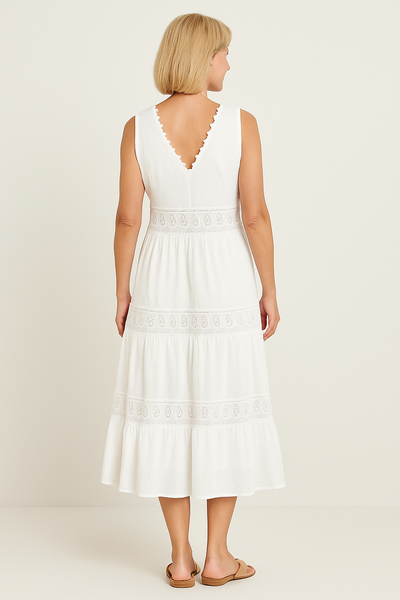 Emily | Sleeveless Midi Dress with Elegant Lace Details