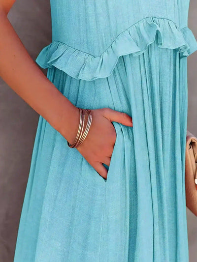 Lorena | Halterneck Dress With Ruffles and Pockets