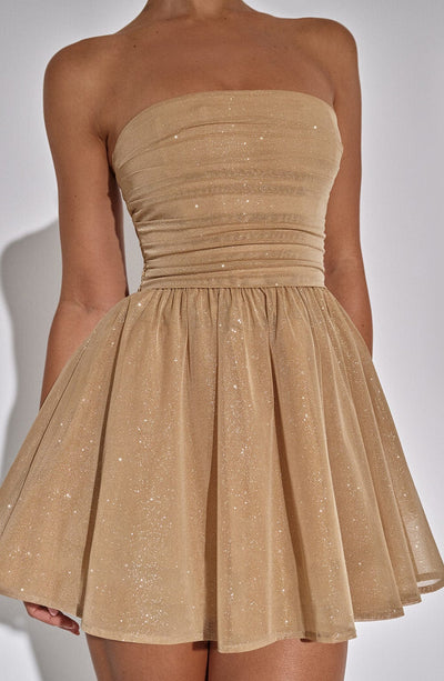 Esther - Back-Knot Strapless Sparkle Dress