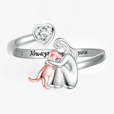 Quin London | Ring with dog icon (Rose)