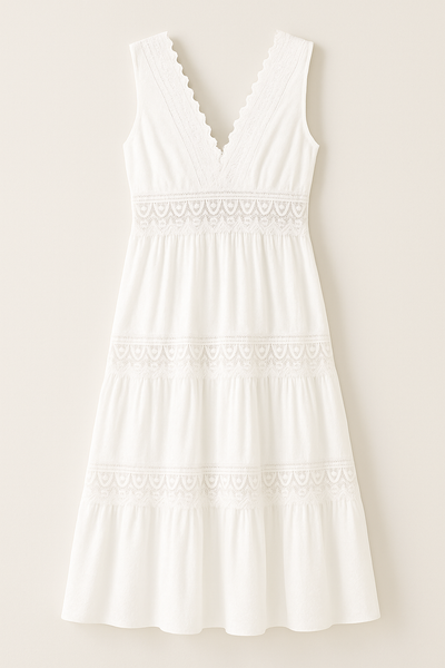 Emily | Sleeveless Midi Dress with Elegant Lace Details