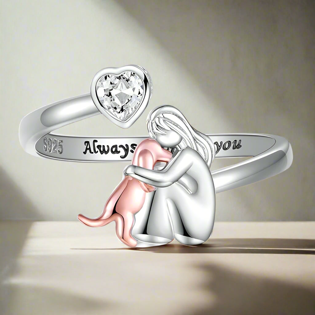 Quin London | Ring with dog icon (Rose)