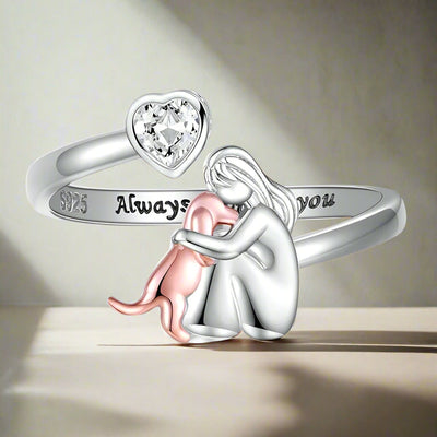 Quin London | Ring with dog icon (Rose)